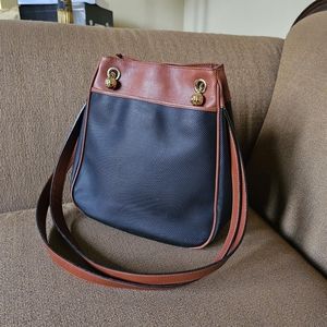 VINTAGE BOTTEGA VENETA MARCO POLO BLACK & COGNAC SHOULDER BUCKET BAG